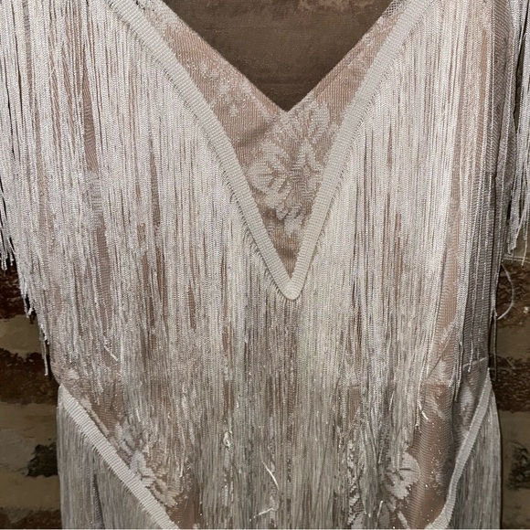 White fringe wedding dress- never worn - Picture 2 of 8